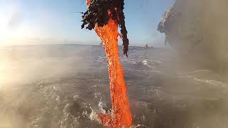 Amazing up close footage of Lava entering the ocean [upl. by Nolyat]