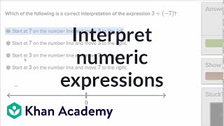 Interpreting integer expressions  7th grade  Khan Academy [upl. by Imehon]