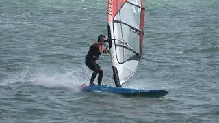 Raceboard jibe in high wind  Foil style [upl. by Nitsreik]