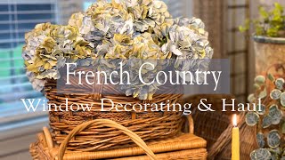 CHARMING FRENCH COUNTRY WINDOW DECORATING amp HAUL  BEAUTIFUL LINENS FLORALS amp BASKETS [upl. by Attenra]