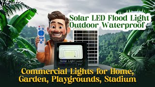 Solar LED Flood Light Outdoor Waterproof Commercial Lights for Home Garden Playgrounds Stadium [upl. by Aehtrod]