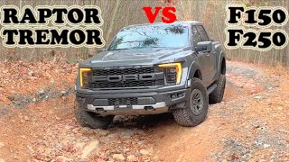 Raptor vs Tremor vs F150 F250 2021 Compilation Fords Best 4x4 OffRoading Full Size Trucks [upl. by Lynnell]