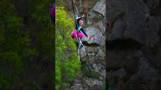 Woman is doing freestyle highlining tricks [upl. by Nollaf]