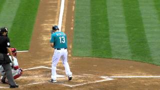 Dustin Ackleys First MLB Plate Appearence a Single up the middle Full Atbat HD [upl. by Yreme]