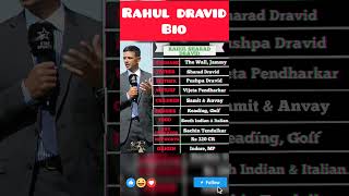 Rahul Dravid Bio🥰RahulDravid shortsfeed shorts [upl. by Rento]