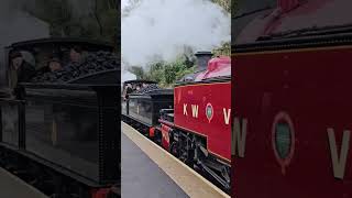 41241 and 52044 arriving at Haworth during the KWVR Steam Gala [upl. by Einnus]