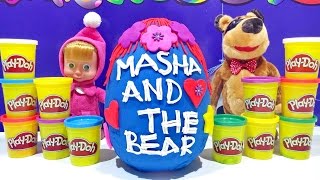 Masha i Medved ★ Masha And The Bear Giant Surprise Egg Opening Play Doh For Kids Worldwide [upl. by Warford]