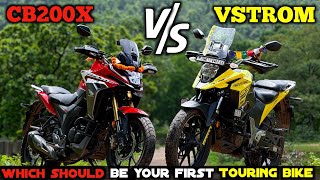 Which should be your first Touring bike🤔 Comparison video of VSTROM and CB200X🤩 VSTROM vs CB200X💯 [upl. by Oremoh]