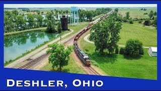 Railfanning Deshler Ohio with a Drone [upl. by Ahseiym]