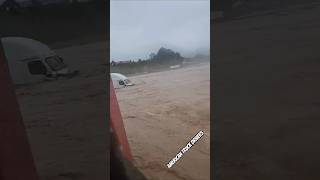 This was in Black Mountain North Carolina yesterday where truck drivers were stranded with floodwat [upl. by Ynaffik815]