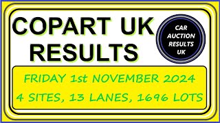 COPART UK AUCTION RESULTS FOR FRIDAY 11124 [upl. by Thornburg]