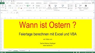 Feiertage berechnen mit Excel und VBA [upl. by Yednarb]