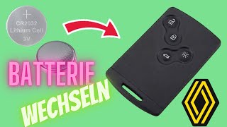 Schlüsselkarte Batterie wechseln CR2032  Renault Modell 20092015 [upl. by Knut5]