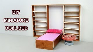 DIY Miniature Foldable Doll Bed  Creative Craft ideas [upl. by Faxun484]