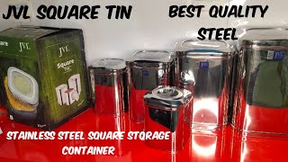 Jvl Square Storage Tin  Stainless steel Square storage container  canister  Steel big storage tin [upl. by Camp453]