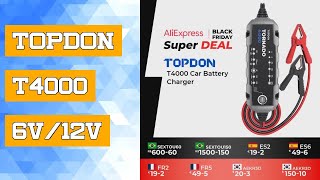 TOPDON T4000 6V12V Car Battery Charger 20Ah 150Ah Auto Battery Power Puls Repair CarTruckMotoAT [upl. by Orimar581]