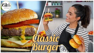 Kikis Classic Burger  Cheeseburger selber machen  mit karamellisierten Zwiebeln [upl. by Eihs]