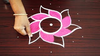 Learn how to draw simple rangoli designs with 7X4 cross dots  easy kolam  muggulu rangoli 7 dots [upl. by Yllaw]