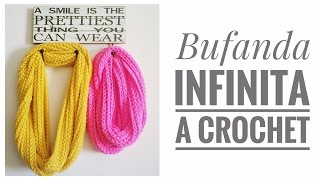 Tutorial 2 Bufanda Infinita a Crochet  Infinity Crochet Scarf English Subtitiles [upl. by Kristianson]