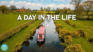 DAILY LIFE ABOARD A CANAL BOAT cruising Great Britain [upl. by Nannek]