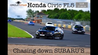 Honda Civic Type R FL5 quotvsquot Subaru WRX STI ON SLICKS croftcircuit with circuit days trackday [upl. by Latsirk592]