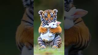 Baby Tiger with baby Bunny friend [upl. by Eentrok]