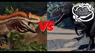 Saurophaganax VS Torvosaurus ft DaHorseshoecrab  Roblox Prior Extinction [upl. by Aiekat]