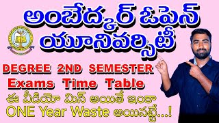 Ambedkar Open University UG 2nd Semister Exam time tableDegree 2nd sem exams time tableBRAOU [upl. by Karna]