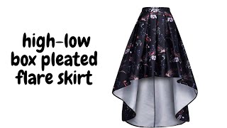 How to cut and sew Highlow box pleat flare skirt [upl. by Adniram]