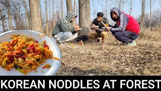 Korean Noddles in Wetland of Kashmir Asmr Relaxing Sounds  Autumn Food Vlog [upl. by Yrome]