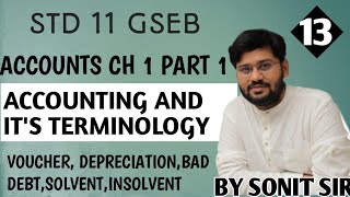 13  voucher bad bebts solvent insolvent  accounting and terminology class11  inhindi [upl. by Evadne]