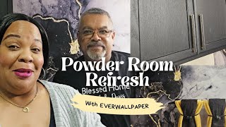 NEW Powder RoomHalf Bath Refresh with EVERWALLPAPER Part One [upl. by Yelsel]