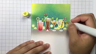 Clearly Besotted Drink amp Be Merry Copic Colouring Tutorial [upl. by Ahseital]