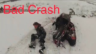 Major Snowmobile Crash Scary But Funny [upl. by Gnouhc]