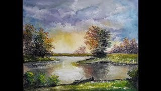 landschap schilderen met olieverf  landscape oil painting [upl. by Pardner]