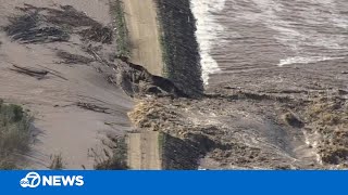 Salinas River in California breaks levee after flooding [upl. by Ynnohj89]