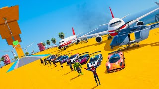 Stunts specially for Super Sport Cars GTA V mod challenge only Spiderman friends participated [upl. by Lannie]