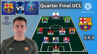 Barcelona vs PSG  Potential Line Up Barcelona Quarter Final UEFA Champions League 20232024 [upl. by Iaw]