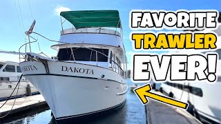 TRAWLER TOUR Full WALKTHROUGH of SPECTACULAR 61foot Davis Trawler Yacht [upl. by Anned]