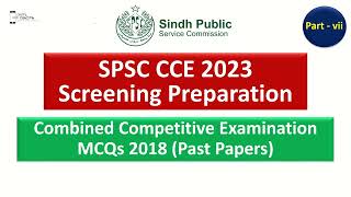 SPSC CCE 2023 Screening Preparation Part vii  CCE 2023  SPSC CCE 2018 Past Paper MCQs  SPSC MCQs [upl. by Phira303]