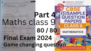 class 9 maths annual exam 2024  question paper  maths sample paper 202324 class 9  oswaal [upl. by Yellek]