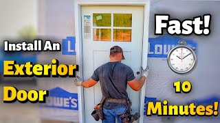 How To Install An Exterior Door In 10 Minutes  Beginners Guide [upl. by Aihsena59]