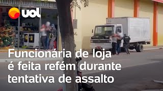 Mulher é feita refém durante tentativa de assalto em loja no Ceará vídeo flagra momento [upl. by Suzanne]