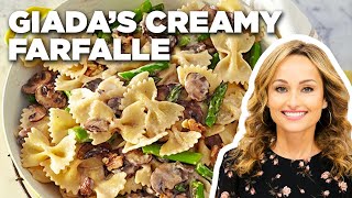 Giada De Laurentiis Farfalle with Cremini Asparagus and Walnuts  Everyday Italian  Food Network [upl. by Yeblehs186]