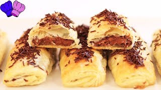 NAPOLITANAS DE CHOCOLATE🥐RECETA FÁCIL CON HOJALDRE🍫PASO A PASO [upl. by Anowahs]