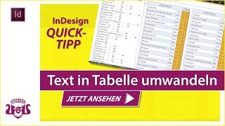 Text in Tabelle umwandeln – InDesign QUICKTIPP [upl. by Rimidalg263]