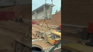 Hoisting process of Tshaped cement reinforced box girder [upl. by Aicirtam]