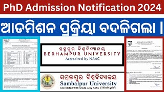 Odisha PhD Admission 2024 II Sambalpur University amp Berhampur University II phdadmission2024 [upl. by Feetal830]