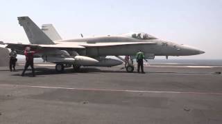 Valions FA18 Launches from USS George HW Bush [upl. by Aicssej731]