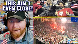 American REacts to Basketball fans and atmosphere USA vs Europe [upl. by Ytirehc768]